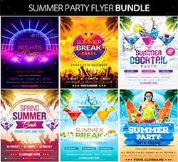 6个夏日派对海报/传单模板：Summer Party Flyer Bundle